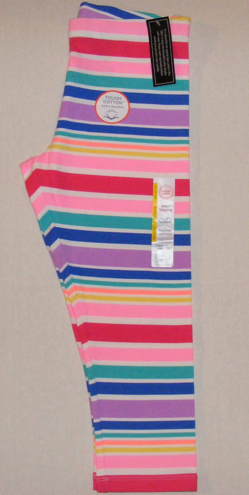 Girl's Capri Leggings Durable Tough Cotton Multi-Color Striped Size L / 10-12