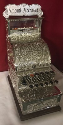 VERY RARE Old Mdl 12 – 567969 Fine Scroll Nat'l Brass Candy Store Cash Register