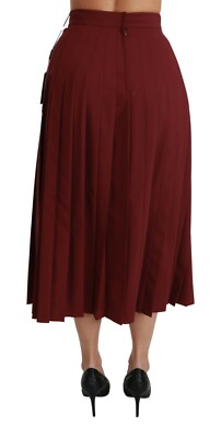 Pre-owned Dolce & Gabbana Skirt Wool Red High Waist Pleated Maxi It38/us4/xs Rrp $1350