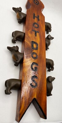 MCM WOODEN HANDMADE Dachshunds Front End Back End Wall Hanger Art Wiener Dogs