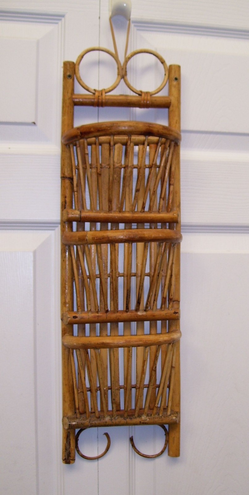 Vintage Wall Mount Bamboo Mail Letter Holder Organizer Rack 3 Slot Height 23x7