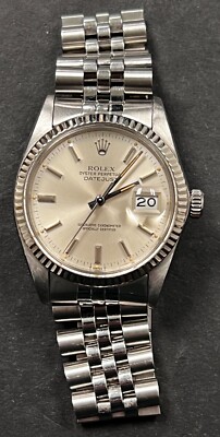 36mm Rolex Stainless Steel WG Bezel Oyster Perpetual Datejust Watch 16014