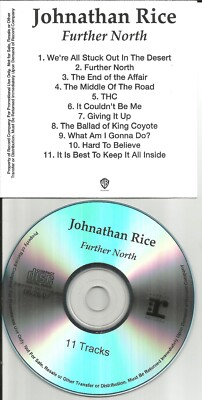 Jenny & Johnny JOHNATHAN RICE Further North DIFF ART TST PRESS ADVNCE PROMO CD