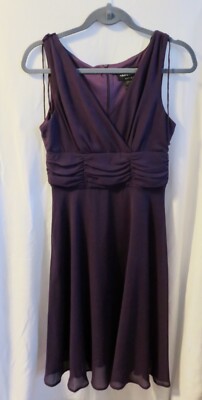 NWT Connected 8P 8 Petite Deep Purple Fit and Flare Dress