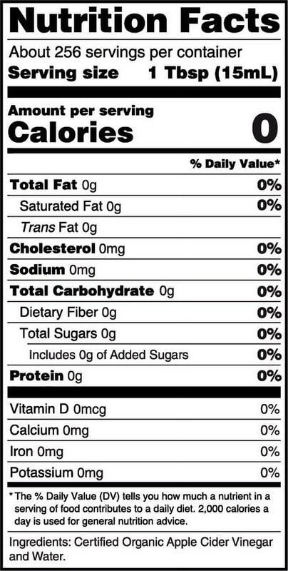 Whitehouse Organic Apple Cider Vinegar With the Mother&ndash; Raw 128 FL Oz, Pack of 1