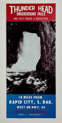1960s Thunder Head Underground Falls Rapid City South Dakota VTG Travel Brochure