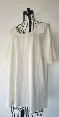 A.T.U.N. 100% Viscose Ivory T-Shirt Short Sleeve Scoop Neck Stretch Top Size XL