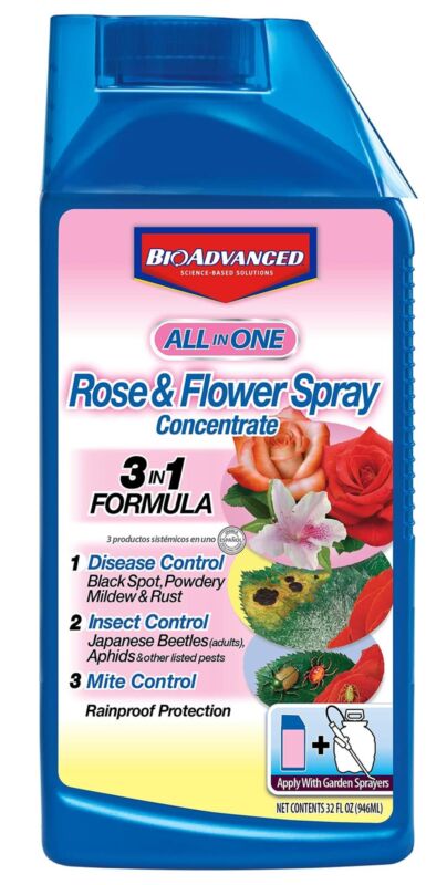BioAdvanced All-in-One Rose and Flower Spray For Insects, Concentrate, 32 oz