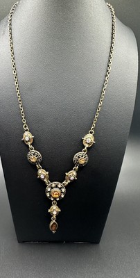 Vintage Avon Nina Ricci Necklace Victorian Revival Brassy Tone Sparkling Retro