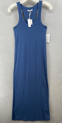 NWT Stitch Drop Dress Womens X-Small Blue Tank Ribbed Sleeveless Racerback