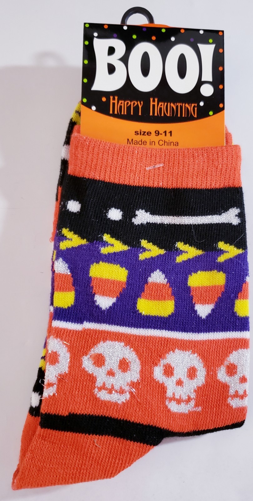 Halloween Socks Ladies Size 6-8 and 9-11 (Bone, Candy Corn, Skull)