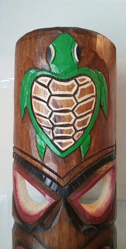 Hanging Hand Carved Island Style Wooden Party Tiki Mask 19 1/2 Inch