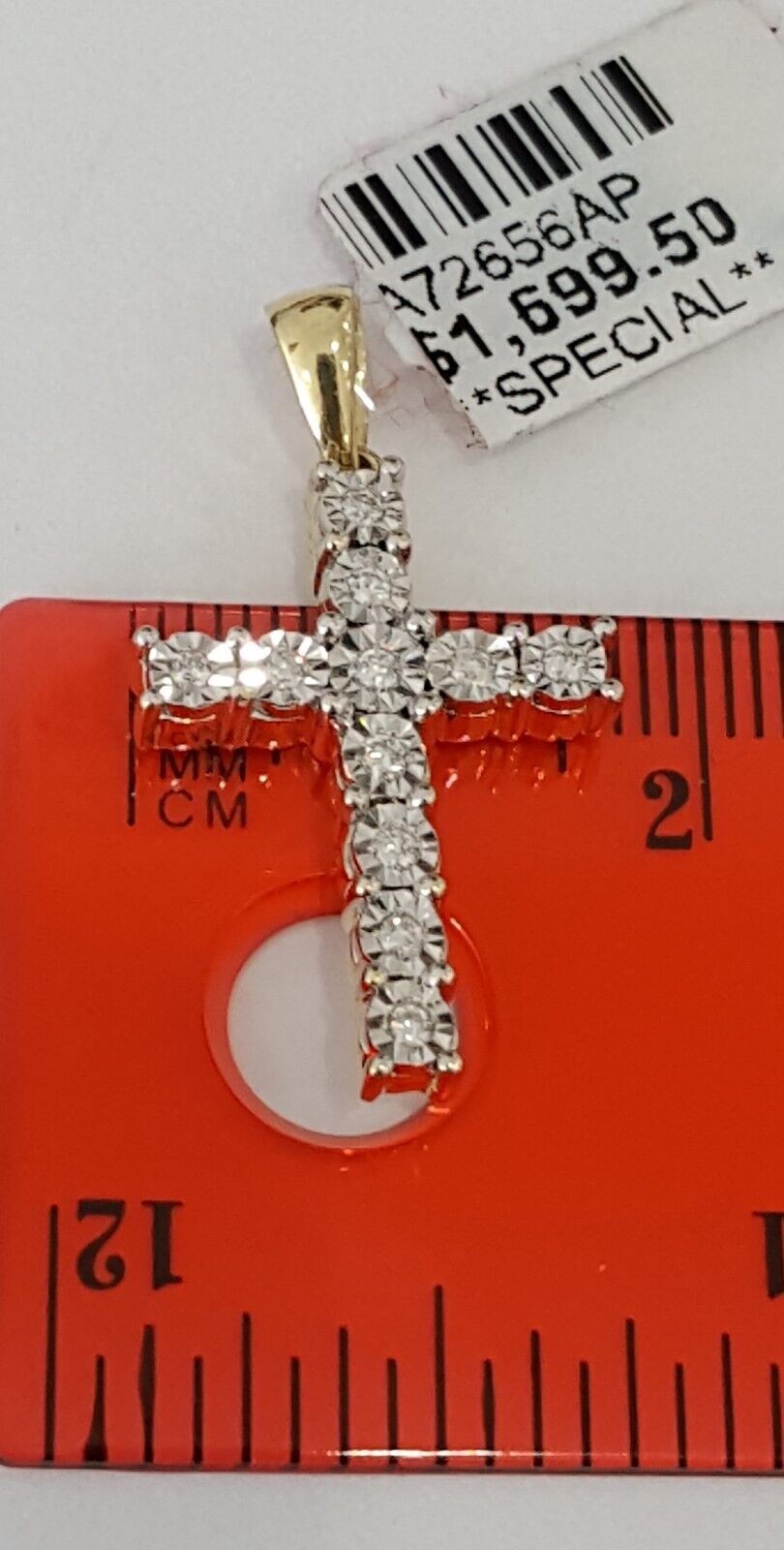 Pre-owned Quality Gold Real Diamond Cross Charm Pendant 10k Yellow Gold 1/6ct Diamond 10kt Men Women