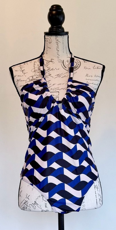 Geometric Print Halter One-Piece Swimsuit