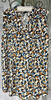 NEW Plus Size 3X Blue Blouse Pin Tuck Top Beige Cocomo Jersey Shirt