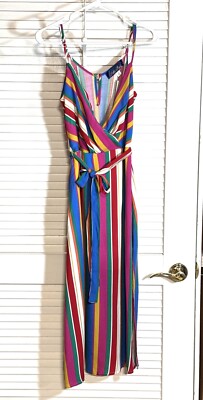 Francesca's Blue Rain Long Dress Multi Color NWT Small Women