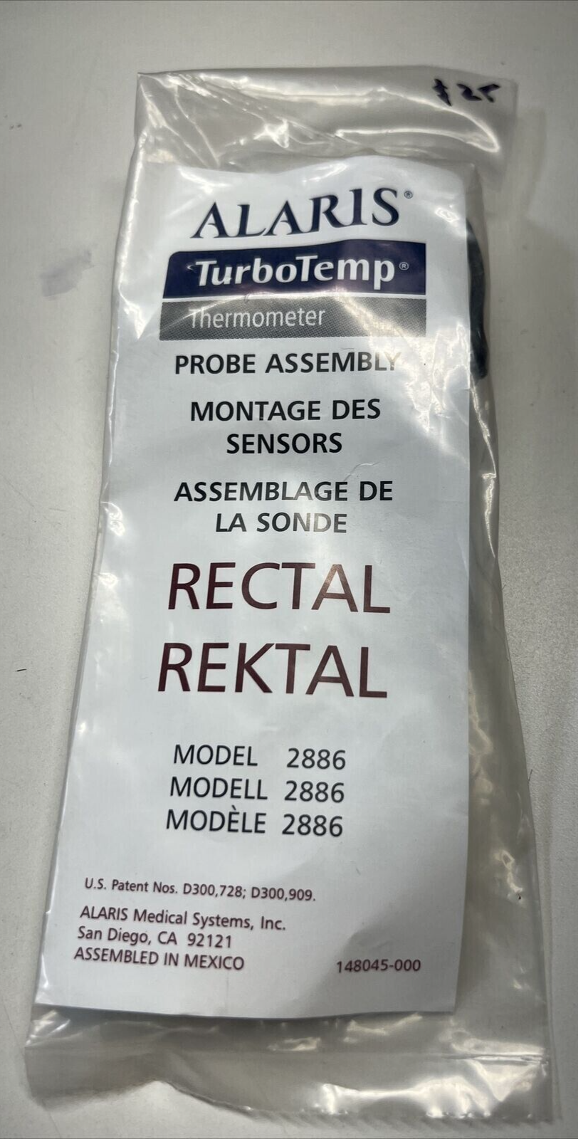 Sonde Thermomètre Rectal Alaris TurboTemp 2886 - Neuf Pour Usage Médical