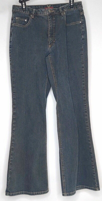 Womens 30x29 Blue Bootcut Leg Stretch Pockets Cotton Blend