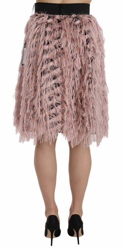 Pre-owned Dolce & Gabbana Dolce&gabbana Women Pink Gold Fringe Metallic Pencil A-line Skirt Bodycon Wrap