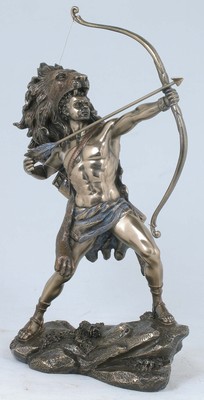11.37'' Cold Cast Bronze Color Hercules Aiming Bow and Arrow Figurine
