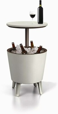 Keter Modern Cool Bar Outdoor Patio Furniture and Hot Tub Side Table Cooler