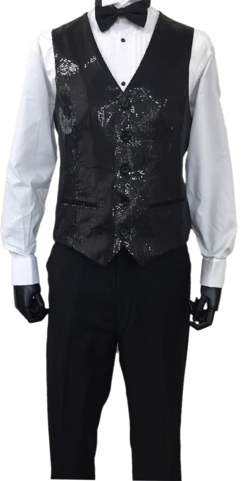 Men's Elegant Tuxedo shiny decorative pieces on jacket and vest. 3 piece set 713