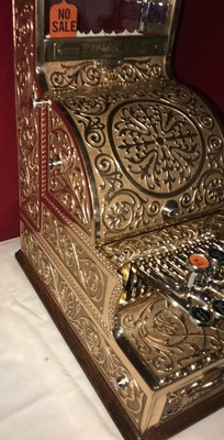 STUNNING VERY RARE Old Mdl 12 Fine Scroll Nat'l Brass Candy Store Cash Register