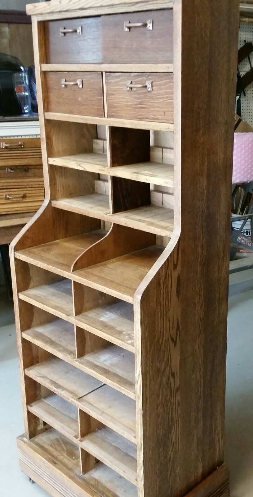 Antique Oak Post Office Cabinet - Documents - Wine Bottles