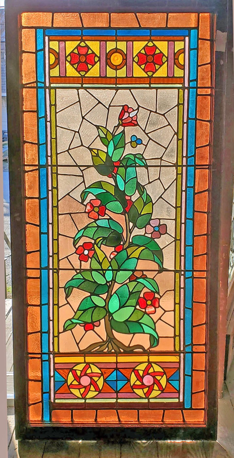 （特別価格）Stained Glass Window ANTIQUE AMERICAN STAINED GLASS WINDOW PAIR ARCHITECTURAL
