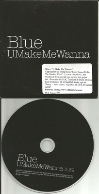 BLUE U make me Wanna RARE CARD SLEEVE Europe Made PROMO DJ CD single USA Seller