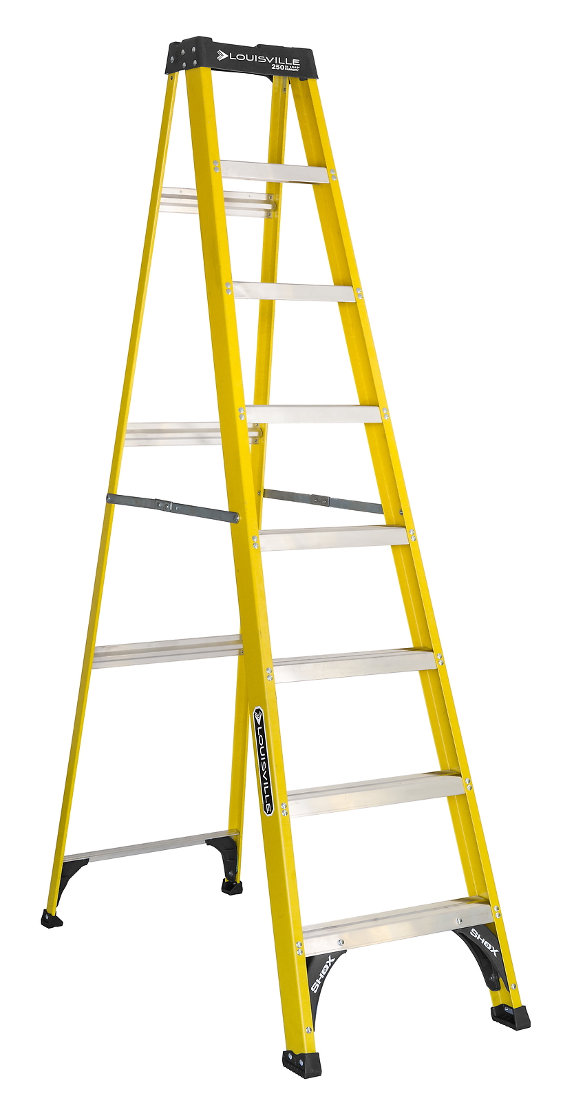 8' Fiberglass Step Ladder 12' Reach 250 Lbs Load Capacity Safety Home Jobsite
