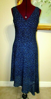 NWT RABBIT RABBIT RABBIT SZ 6 BLACK/BLUE/PURPLE DOTTED ASYMMETRICAL DRESS $69.99
