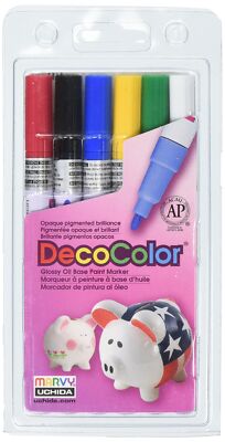 200-6A 6-Piece Decocolor Fine Point Paint Marker Set, Red, Blue, Yellow, Gree...