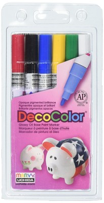 200-6A 6-Piece Decocolor Fine Point Paint Marker Set, Red, Blue, Yellow, Gree...
