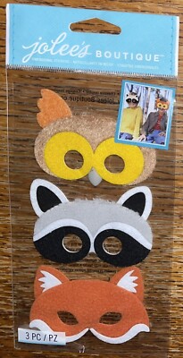 JOLEES Furry Masks Faces Raccoon Owl Fox Costume Party Dress-up Photo Booth Prop