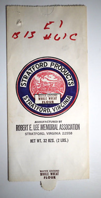 Vintage Paper Sack Bag - STRATFORD PRODUCTS ROBERT E LEE MEMORIAL, WHOLE WHEAT
