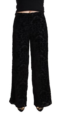 SE-TA Pants Black Lace Floral Mid Waist Straight Trouser IT40/US6/S 300usd