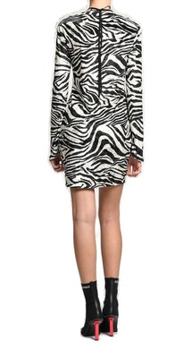 Pre-owned Just Cavalli Zebra-printed Long-sleeved Dress In Black