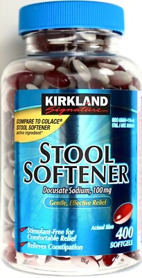 Kirkland Signature Stool Softener Docusate Sodium 100mg Relieves Constipation
