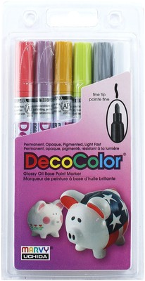 Uchida DecoColor Fine Tip Paint Marker For Car Tire Tread Rubbers 6/Pkg-Retro