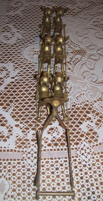 Vtg Brass Santa's Sleigh & 6 Reindeer Collectible Christmas Village sz 3