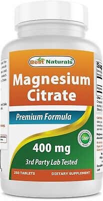 Best Naturals Magnesium Citrate (Citrato de Magnesio) 400mg 250 Tablets