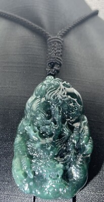 Video Certified  Dark Green Natural A Jade jadeite pendant Dragon Wheel 418975