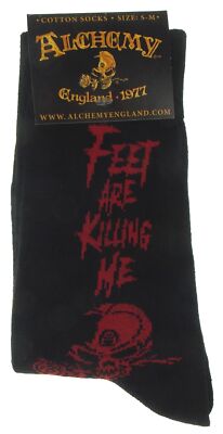 Alchemy of England Feet Are Killing Me Black Socks Halloween Gothic Skull Crew
