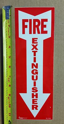 2pk  f/e SELF ADHESIVE VINYL FIRE EXTINGUISHER ARROW SIGN 4x12   