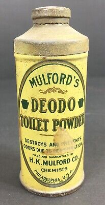 Antique Vintage Mulford Mulford's DEODO Toilet Powder Tin Chemists Philadelphia