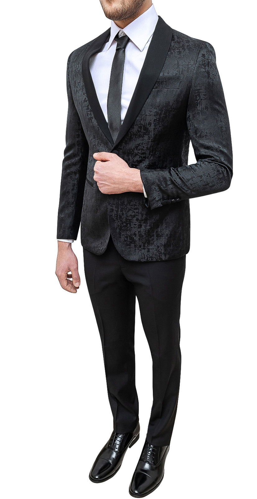 Abito Completo Uomo Elegante - Smoking Sartoriale Per Cerimonie, Taglia Slim Fit - Foto 2