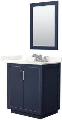 Wyndham Collection WCF111130S-QTZ-US3M24 Icon 30'' - Dark Blue / Giotto Quartz