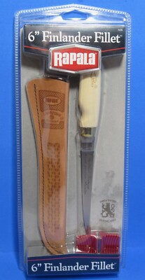 Rapala 6'' Filander Fillet Knife w/ Leather Sheath & Sharpener Made in Finland
