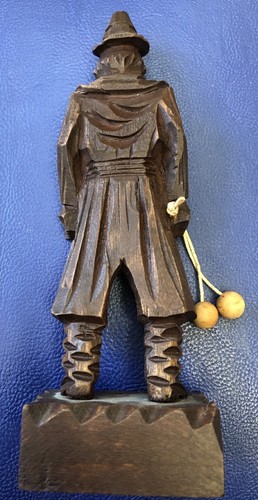 Wood Carving of Man Figurine with Bola Balls, Argentina Gaucho 6 1/2
